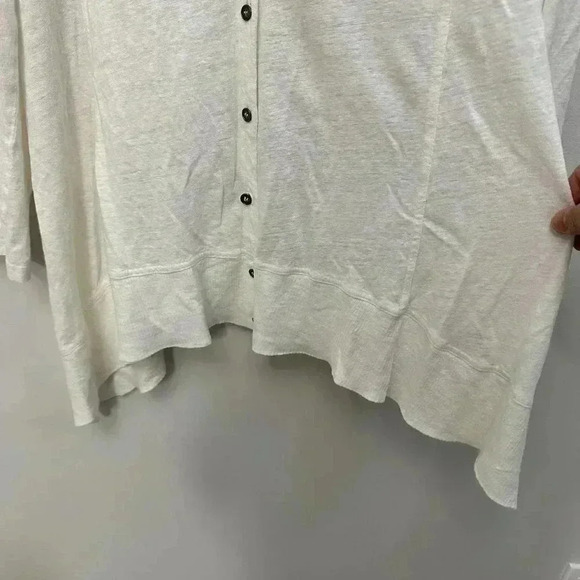 Eileen Fisher 100% Linen Button Front V-Neck Cardigan White Women's  Medium - Picture 6 of 14